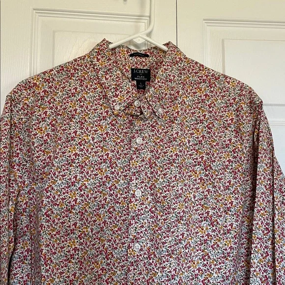J. Crew flex washed classic floral pinks/reds button down sz L - Picture 1 of 11